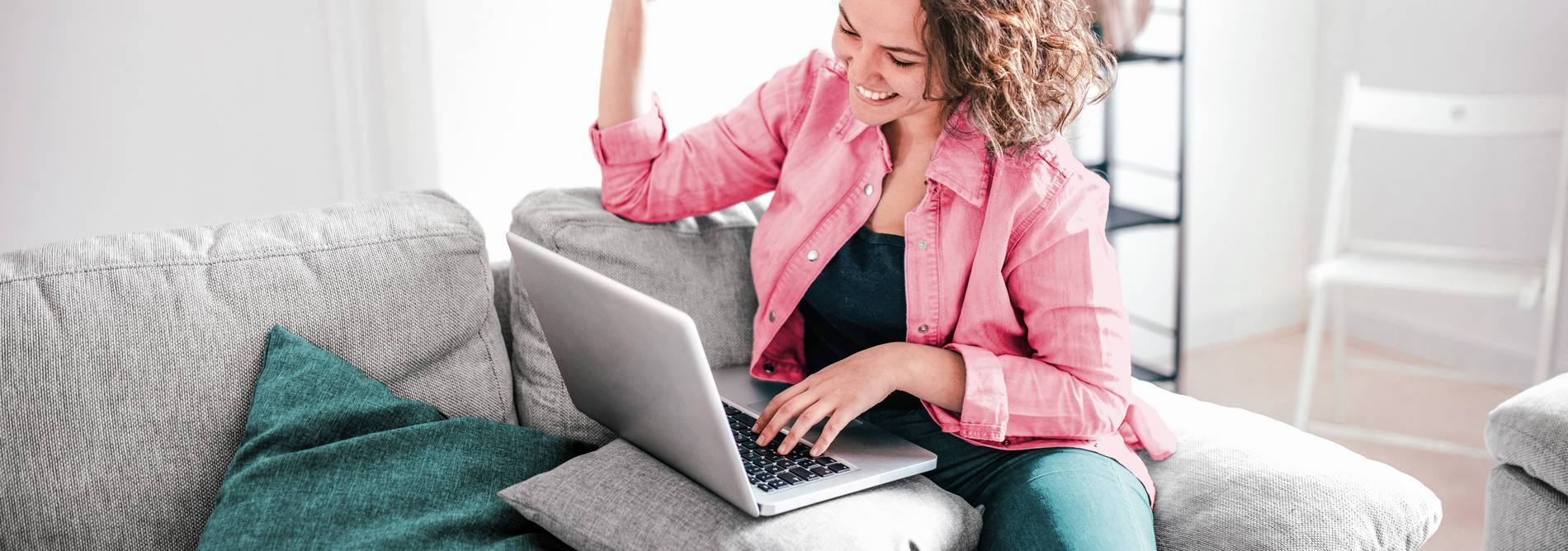Woman shopping on secure website on laptop