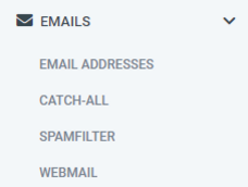Web & Mail Control Panel - Menüpunkt E-Mails