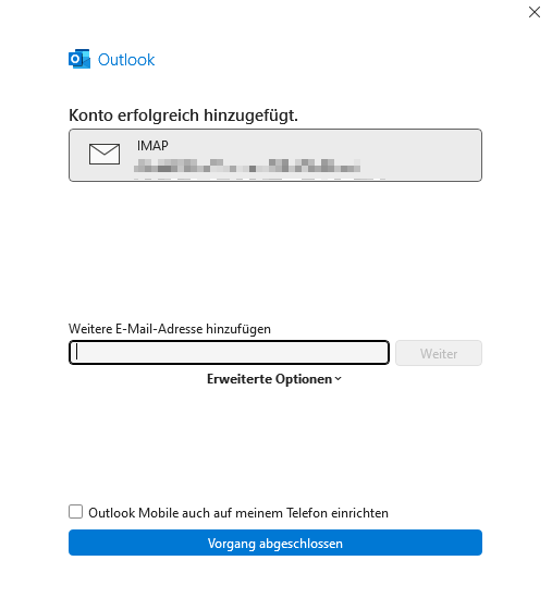 Outlook - Vorgang abgeschlossen