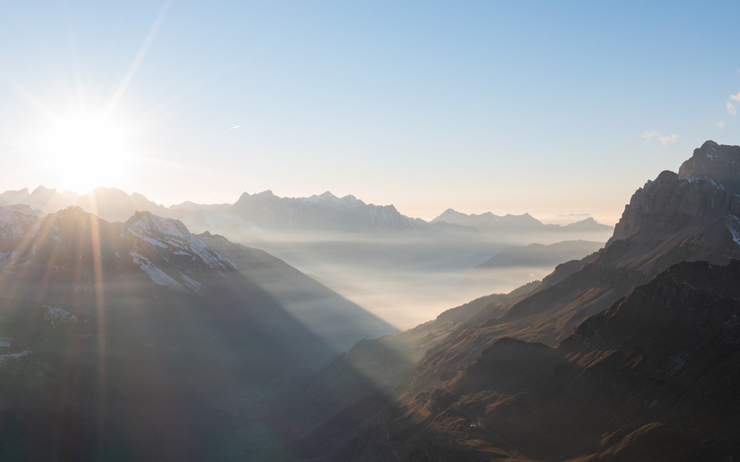Panoramic view from a mountain to other mountains