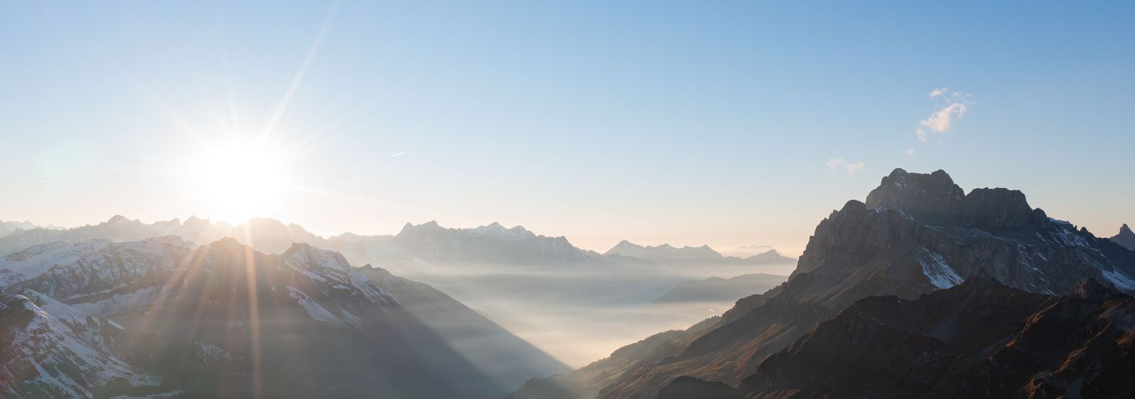 Panoramic view from a mountain to other mountains