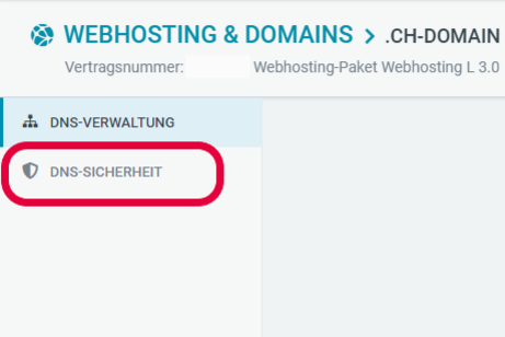 Web & Mail Control Panel - Domains - DNS-Sicherheit auswählen