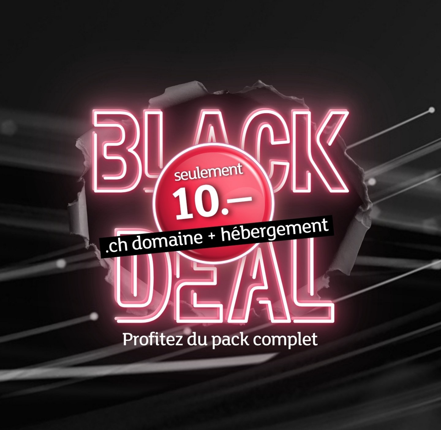 Französischer Black Weeks Promo Deal für das .ch Domain und Webhosting Gesamtpaket für 10 Franken