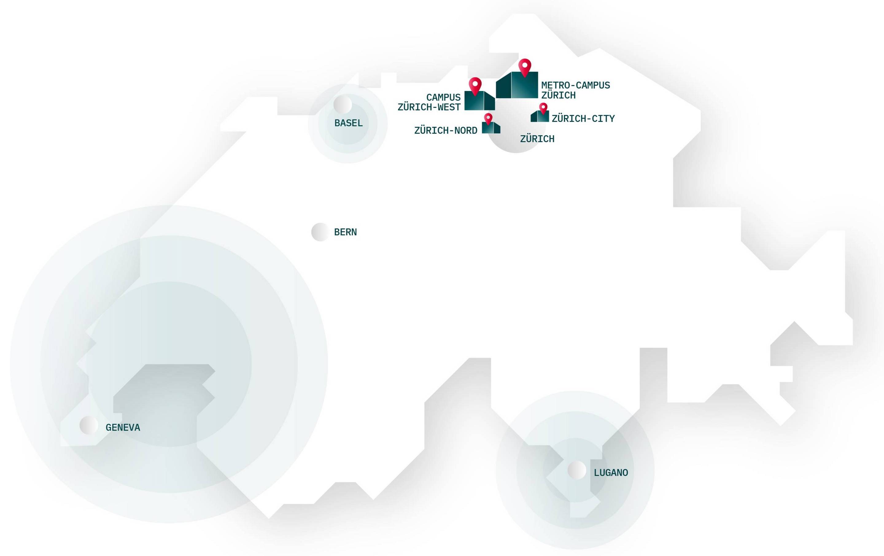 Schweizer Karte mit Datacenter-Standorten von Green