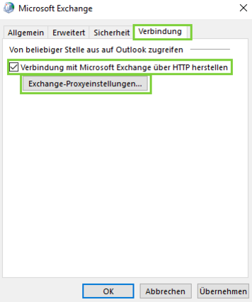 Outlook - Exchange Einstellungen