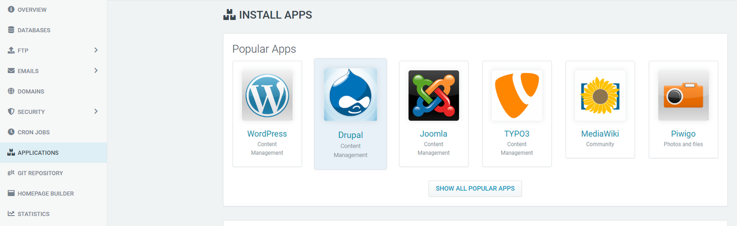 Web & Mail Control Panel - Application Installer