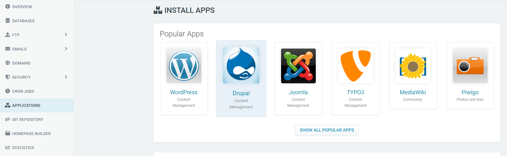 Web & Mail Control Panel - Application Installer