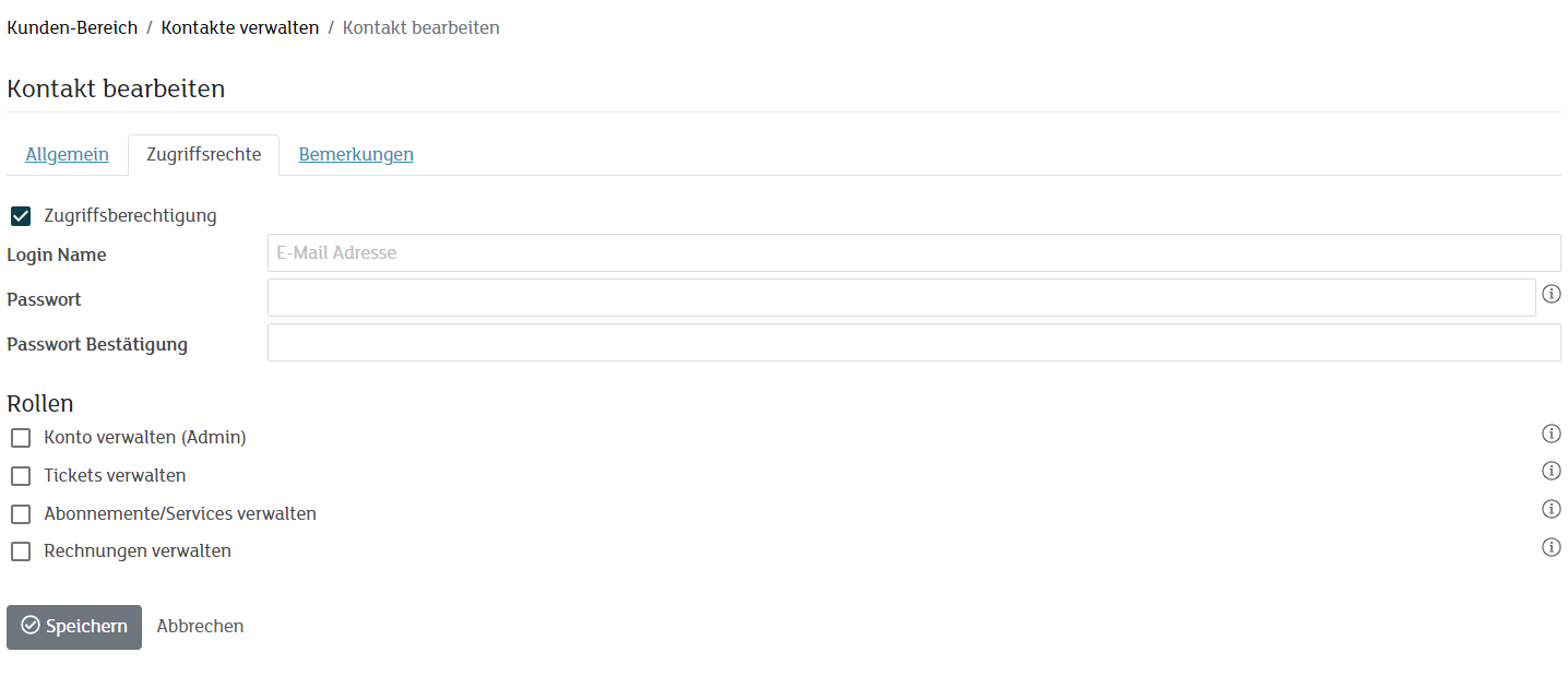 my.green.ch Kundenportal - Kontakt Bearbeiten