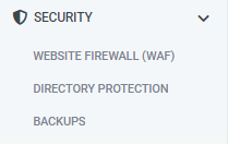 Web & Mail Control Panel - Security - Options