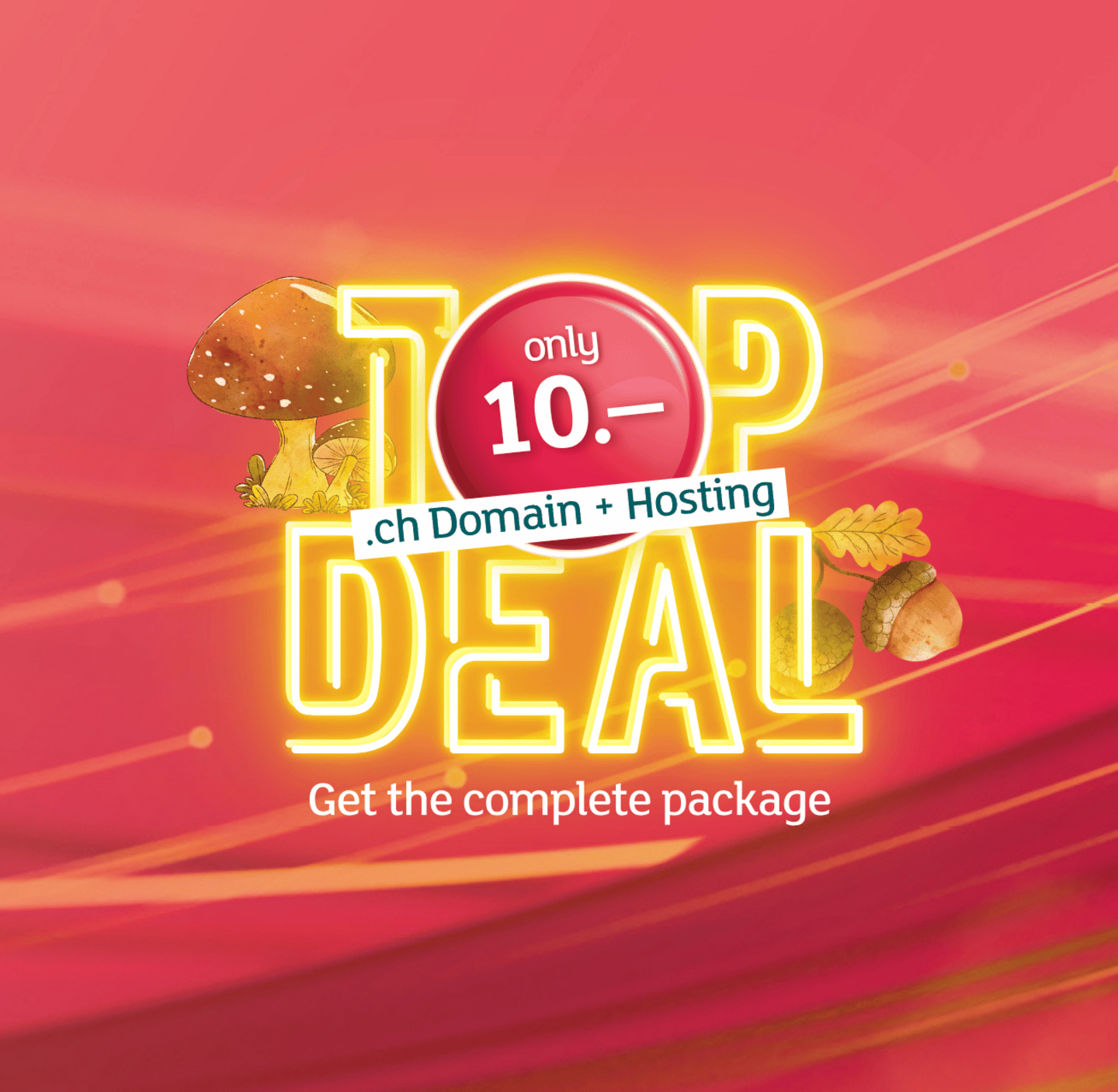 green.ch Top Deal: .ch domain and hosting for only 10.– as a complete package.