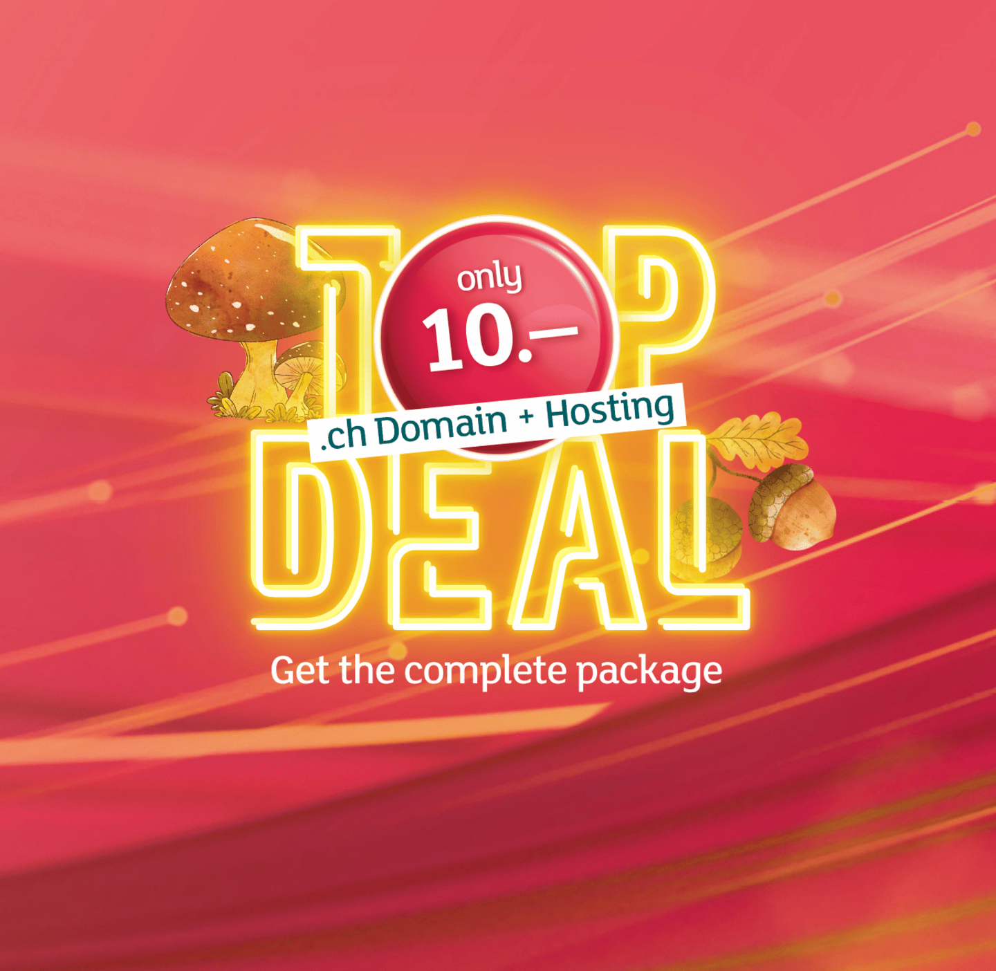green.ch Top Deal: .ch domain and hosting for only 10.– as a complete package.