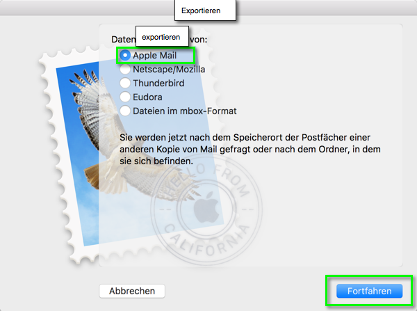 Apple Mail exportieren
