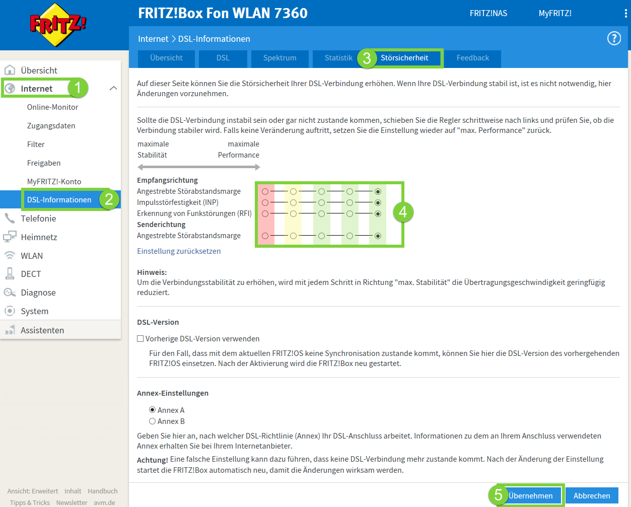 FritzBox / DSL-Informationen