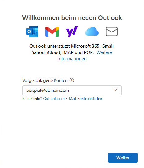 Outlook (New) - Neues Konto einrichten