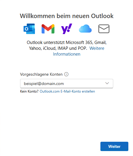 Outlook (New) - Neues Konto einrichten