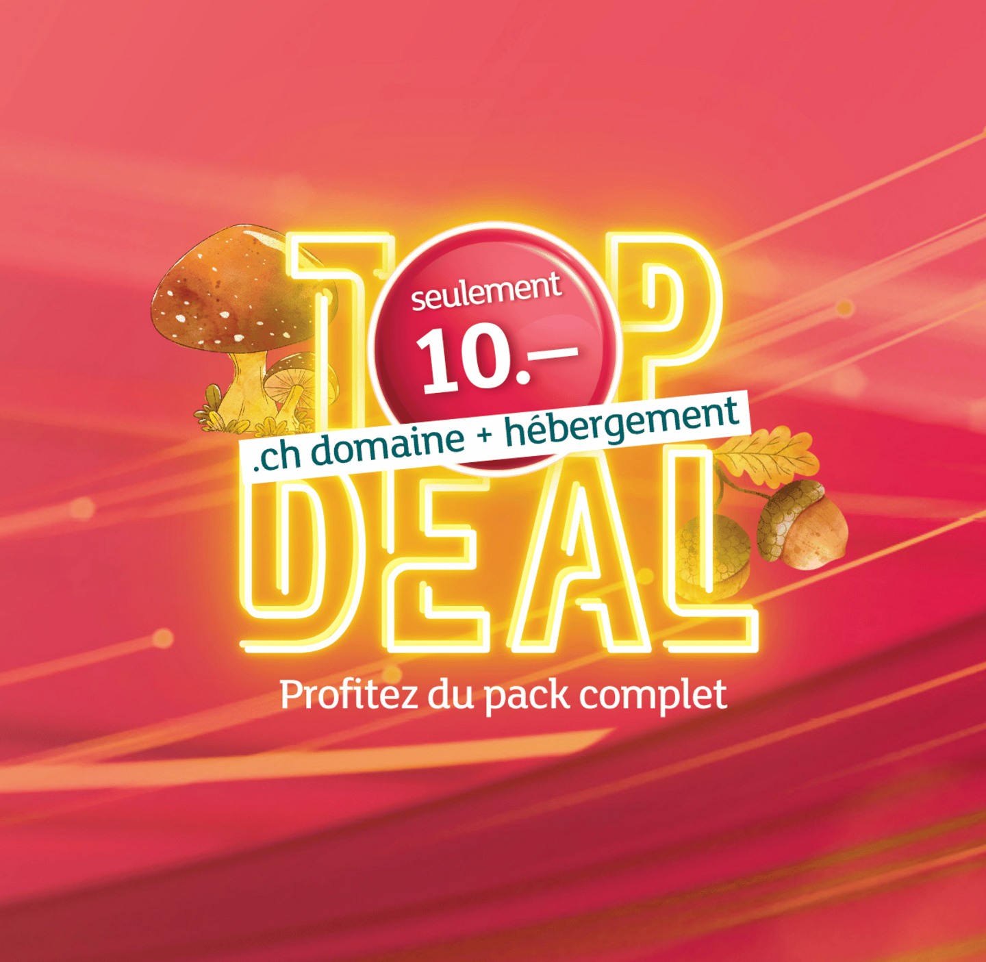 Top Deal green.ch : domaine .ch et hébergement pour seulement 10.– dans un pack complet.