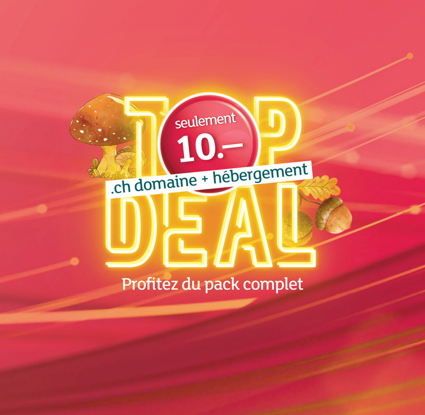 Top Deal green.ch : domaine .ch et hébergement pour seulement 10.– dans un pack complet.