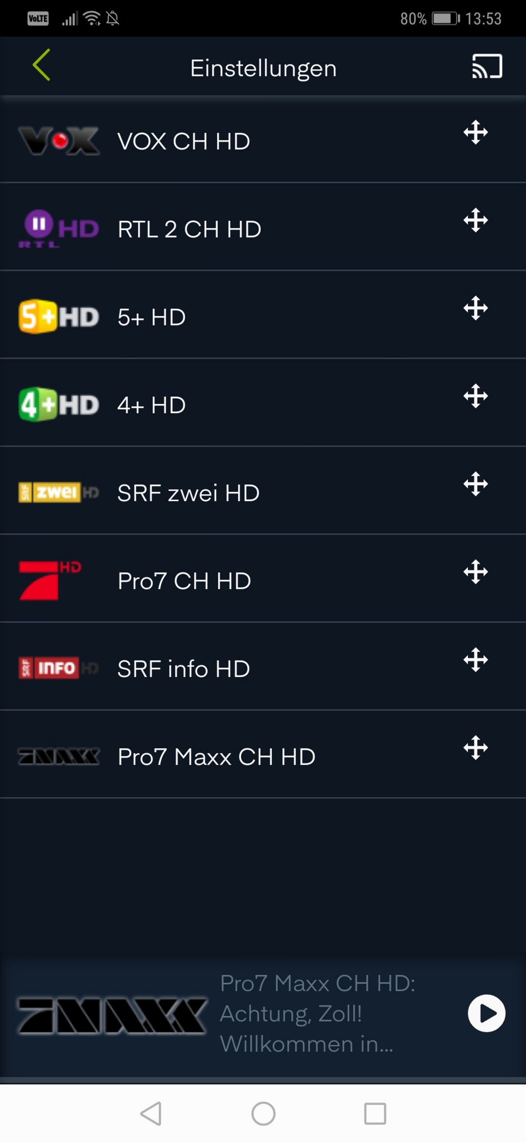 GreenTV Einstellungen