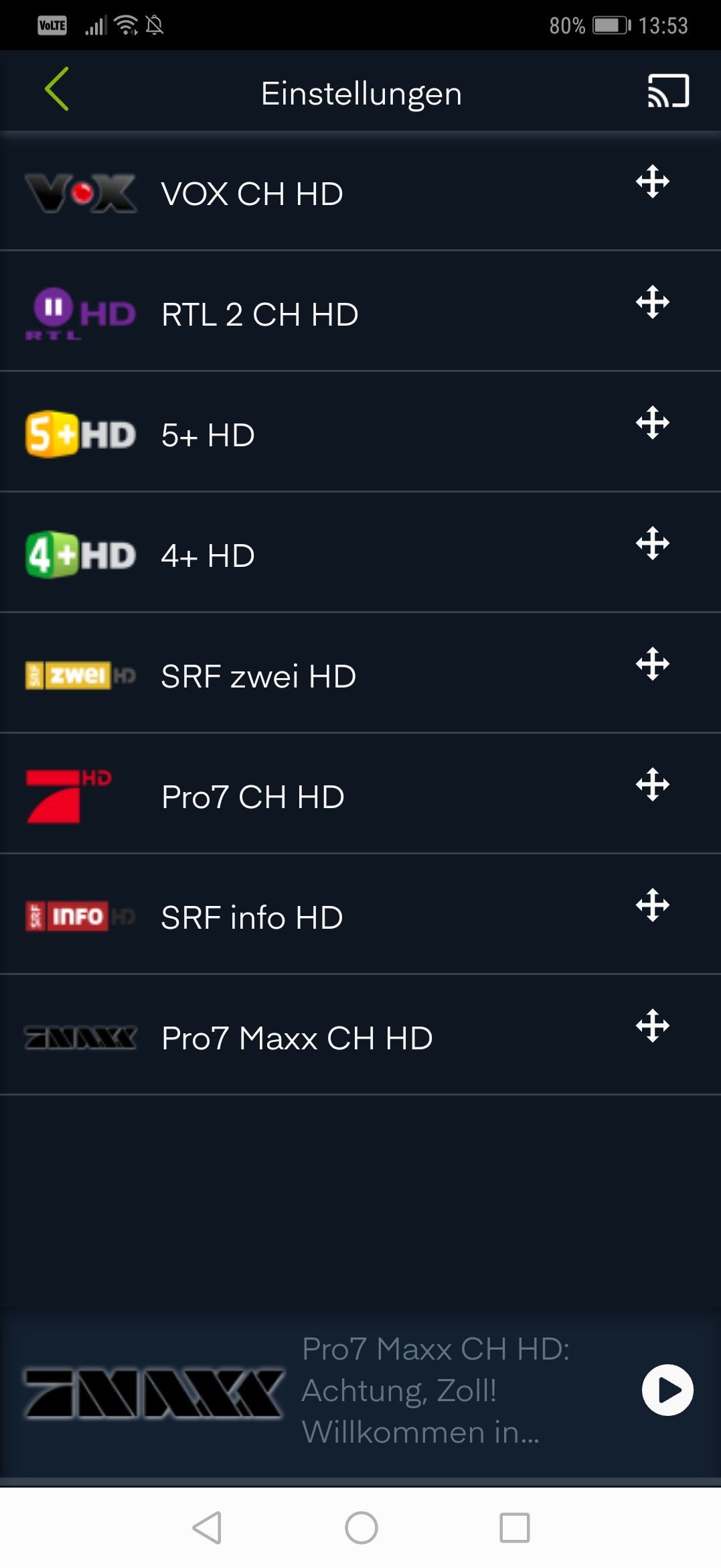GreenTV Einstellungen