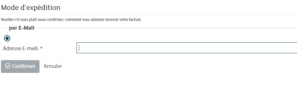 Mode d'éxpedition