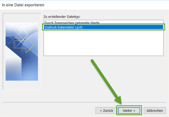 Outlook - in Datendatei exportieren