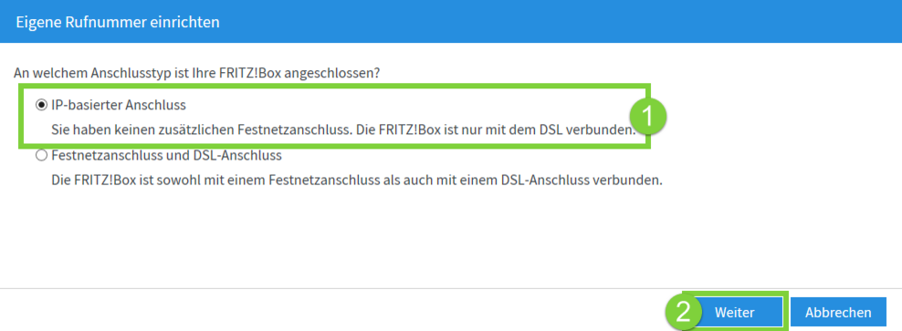Eigene Rufnummer einrichten