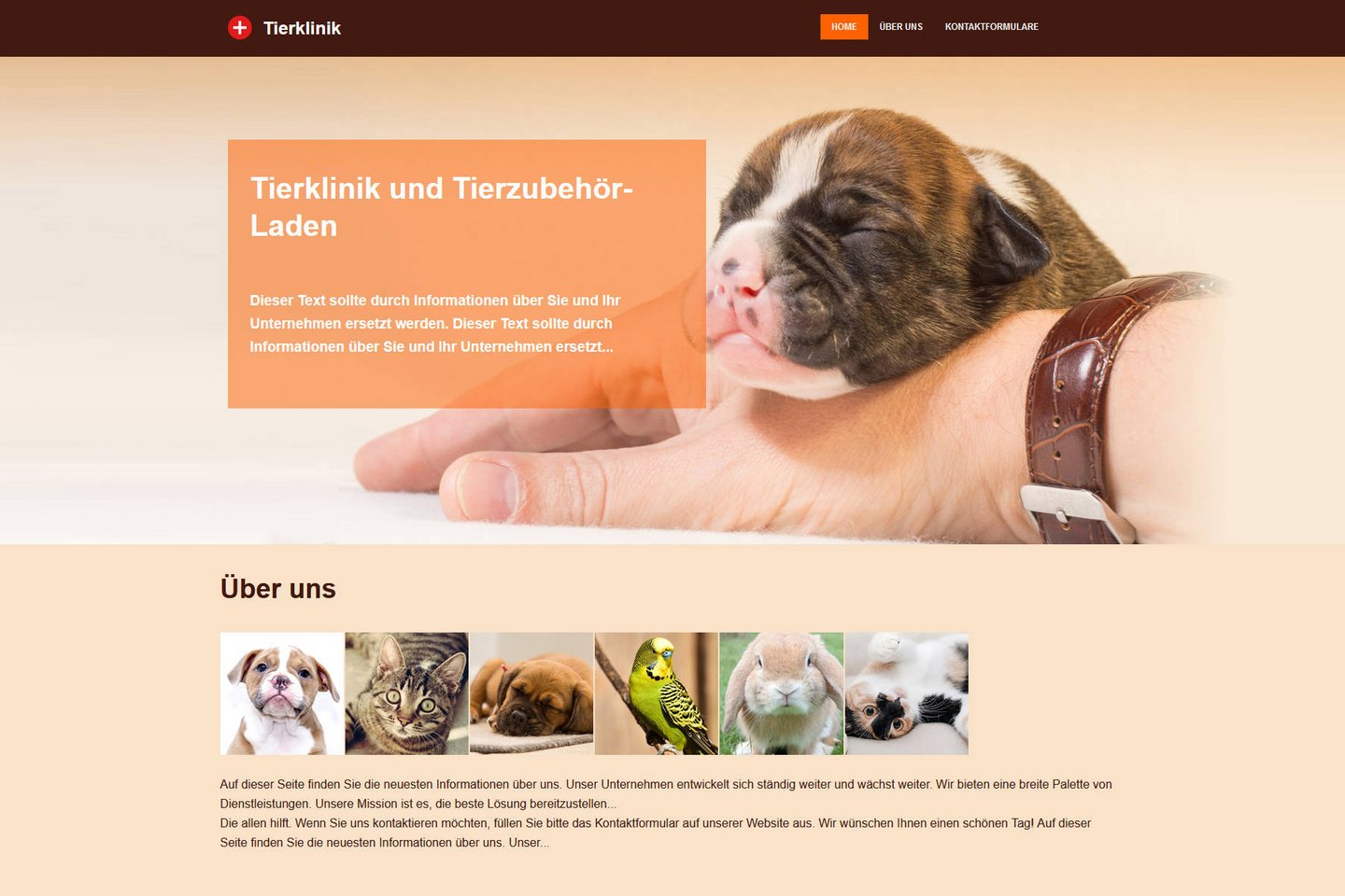 Modèle d’éditeur de sites web de Green pour les cliniques vétérinaires et les animaleries