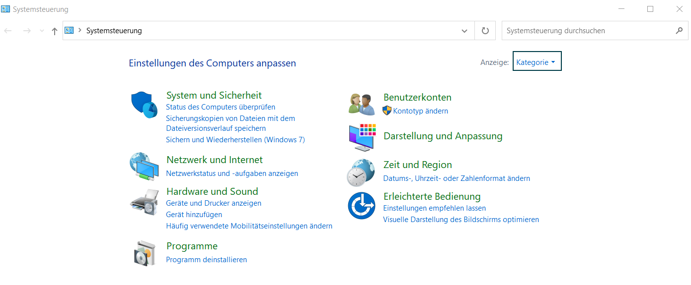 Windows - Systemsteuerung