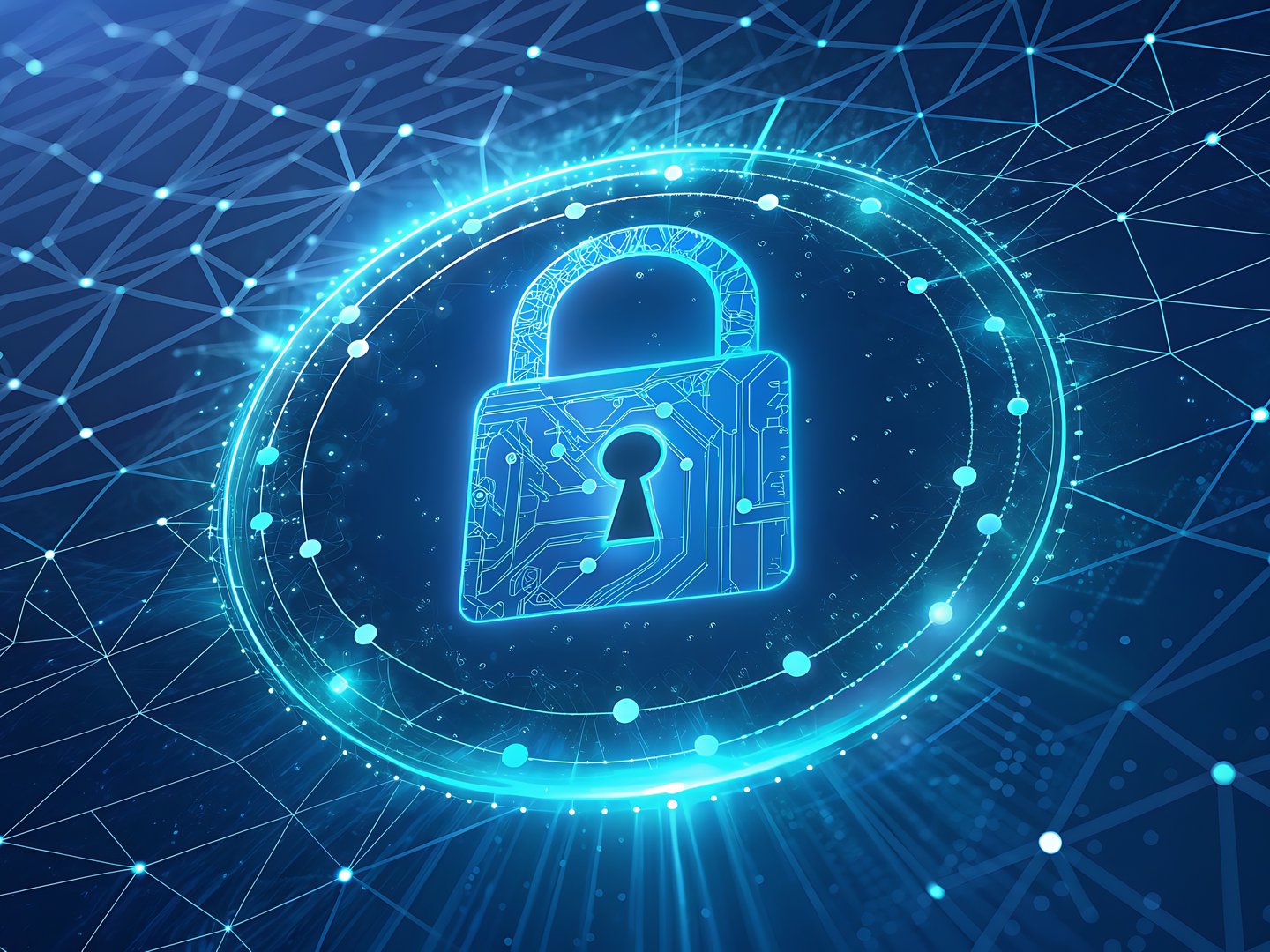 Glowing digital padlock representing network security and data protection