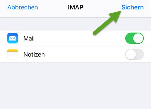 iPhone Einstellungen: IMAP