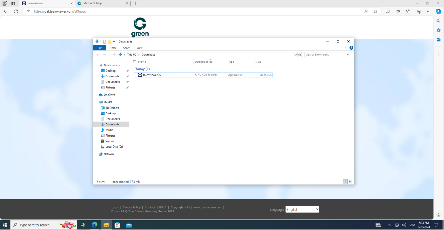 Windows Explorer - Teamviewer Installationsdatei öffnen