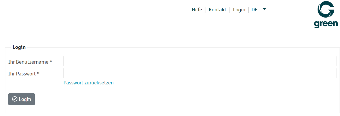 my.green.ch Kundenportal - Login Seite