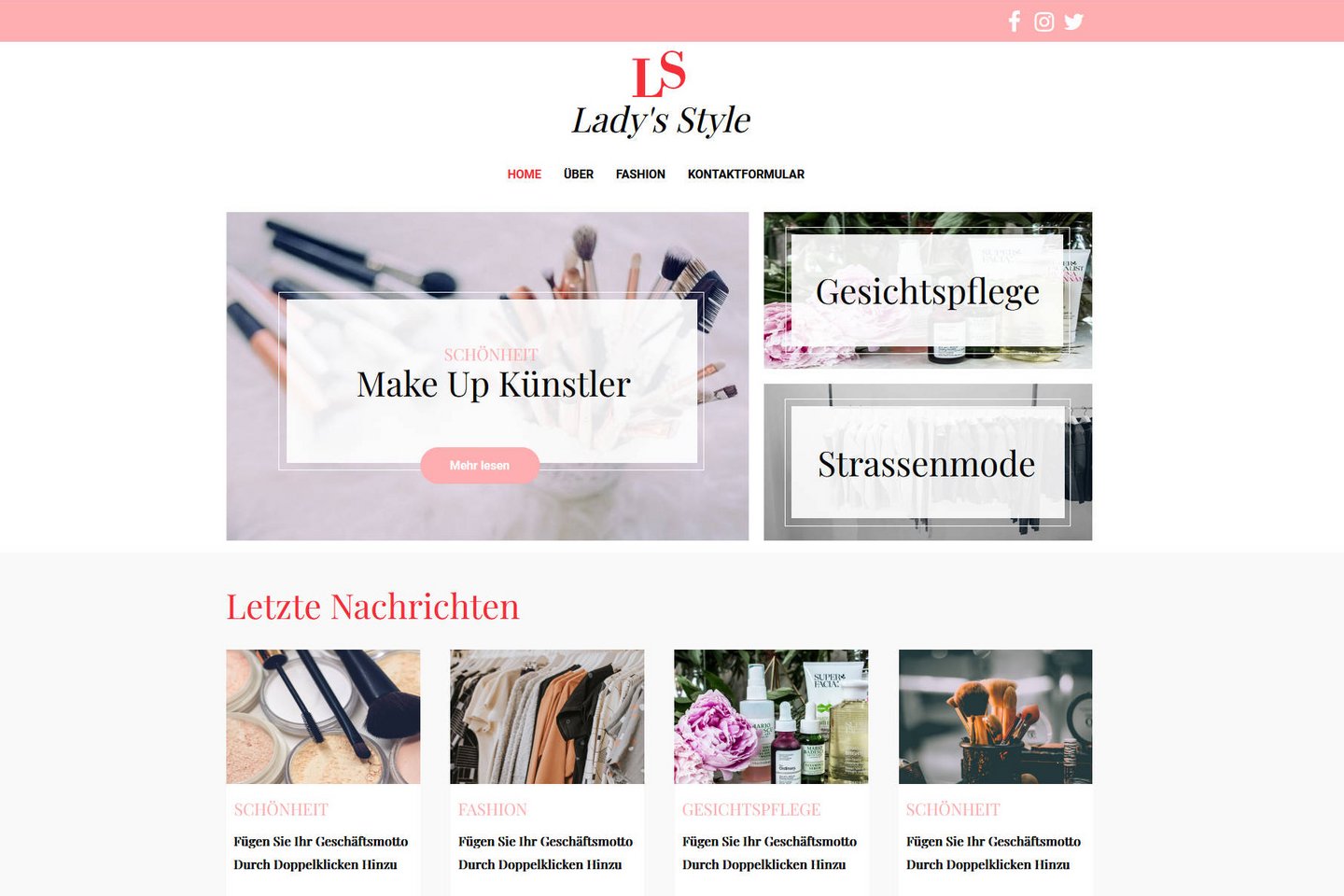 Webbuilder-Vorlage von Green für Blogs rund um Mode und Styles