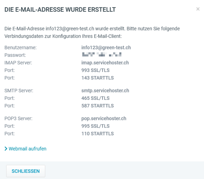 E-Mail Zugangsdaten