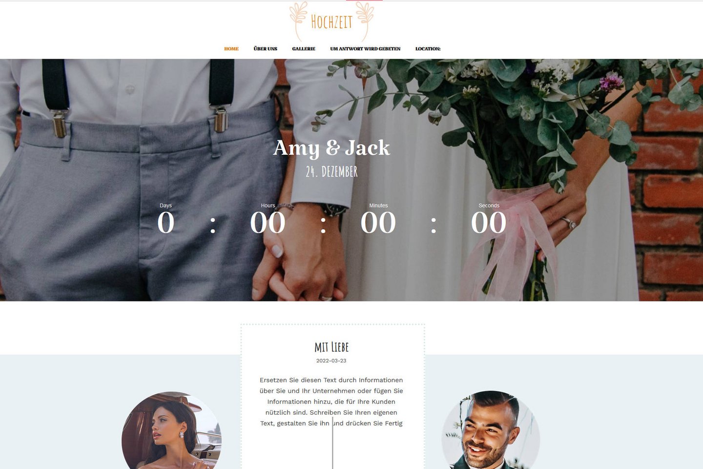 Webbuilder-Vorlage von Green für Hochzeiten und Events