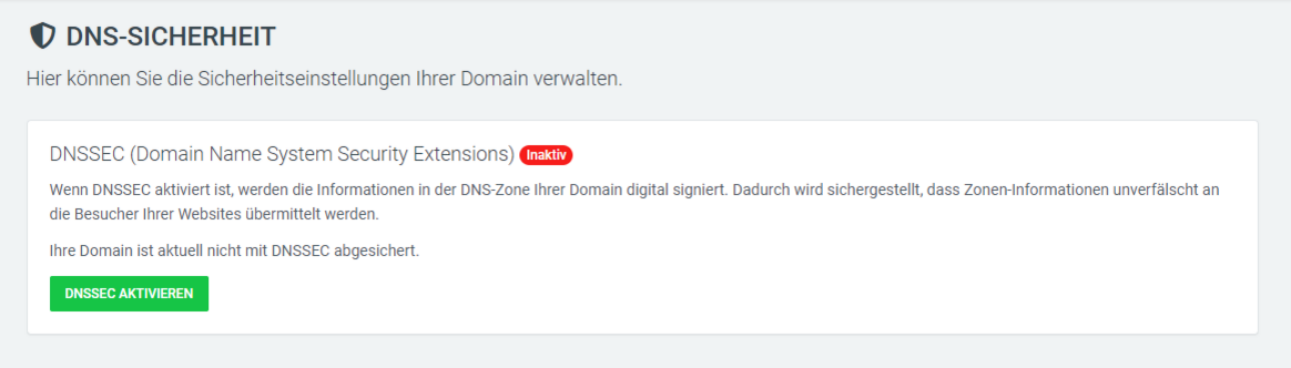 Web & Mail Control Panel - Domains - DNS-Security - Activate DNSSEC