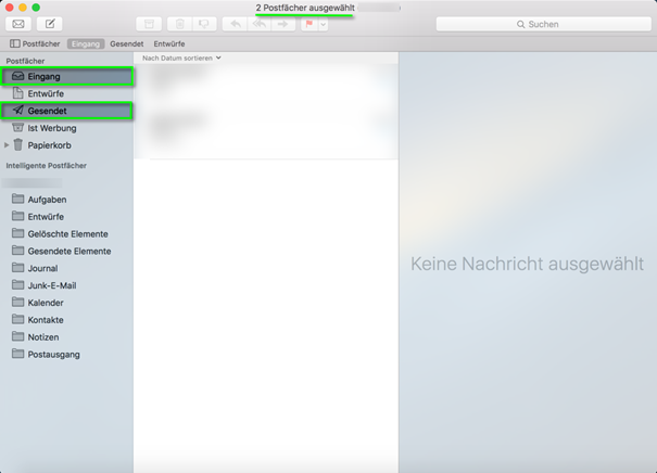 2 Postfächer ausgewählt