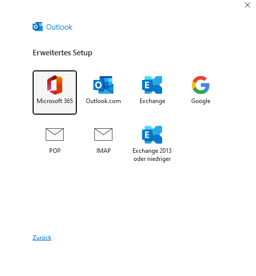 Outlook-Erweitertes Setup