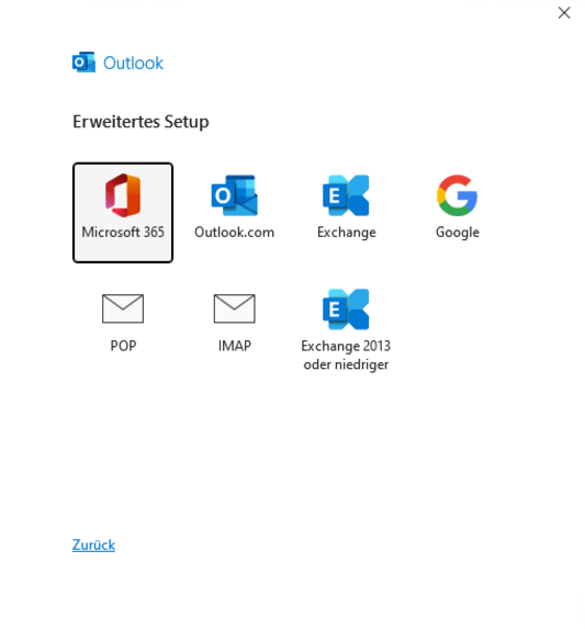 Outlook-Erweitertes Setup