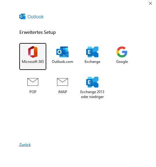 Outlook-Erweitertes Setup