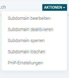 Subdomain Menüauswahl