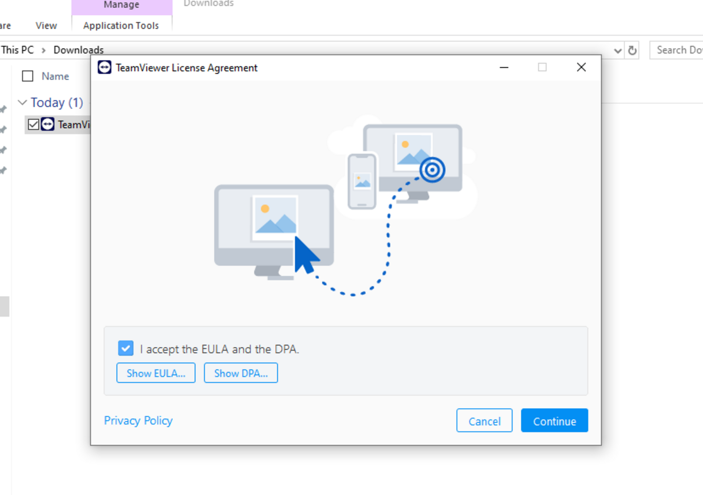 Teamviewer Lizenzabkommen - EULA und AVV akzeptieren (Häkchen aktiviert)