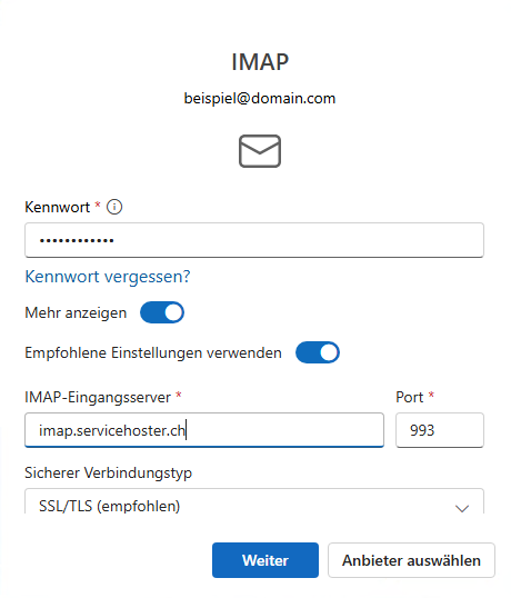 Outlook (New) - IMAP-Konto einrichten
