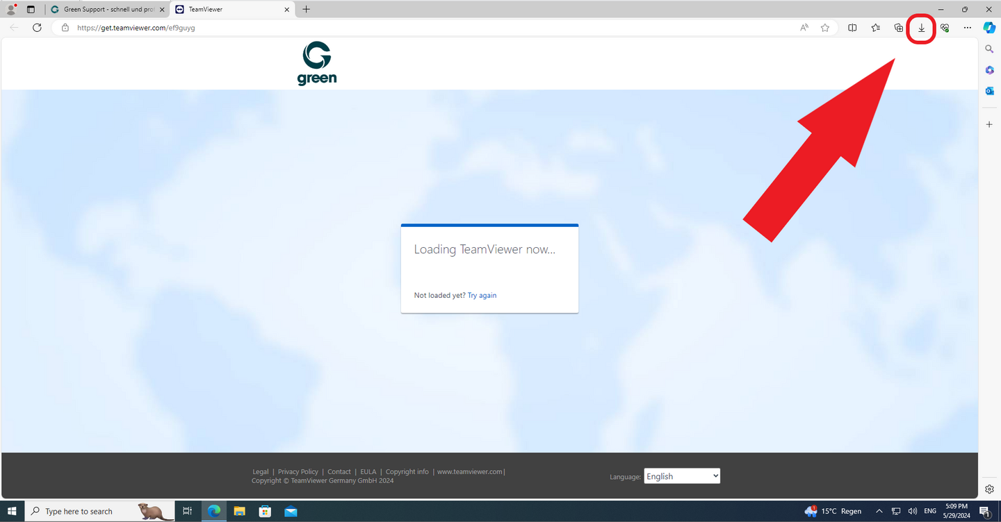 Teamviewer - Download Seite (Green) - Downloads Pfeil Icon anklicken