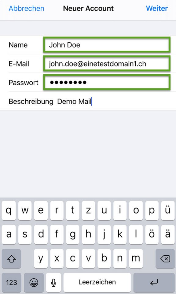 iPhone Einstellungen: Neuer Account