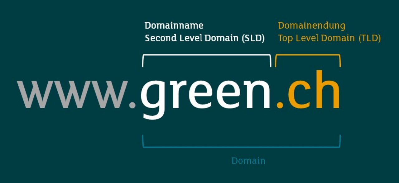Domain name and domain extension as parts of a website address