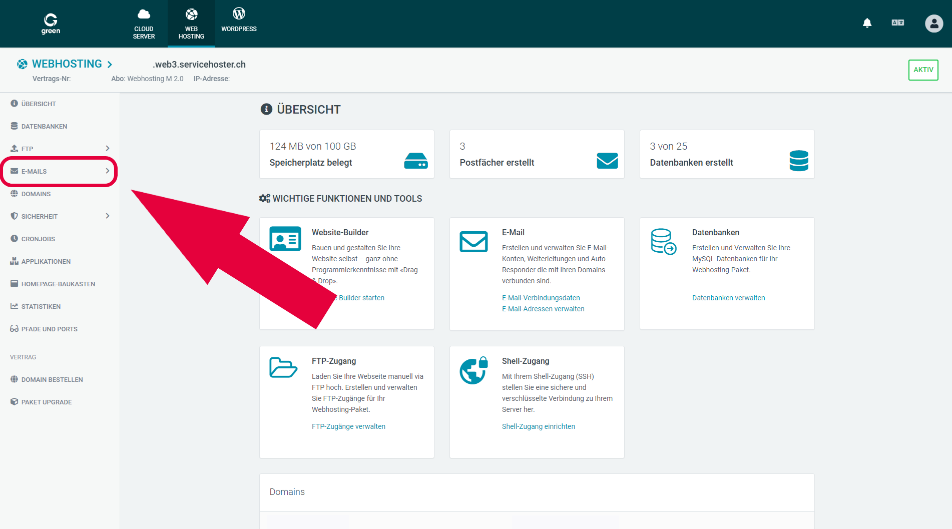 Web & Mail Control Panel - E-Mail-Adressen