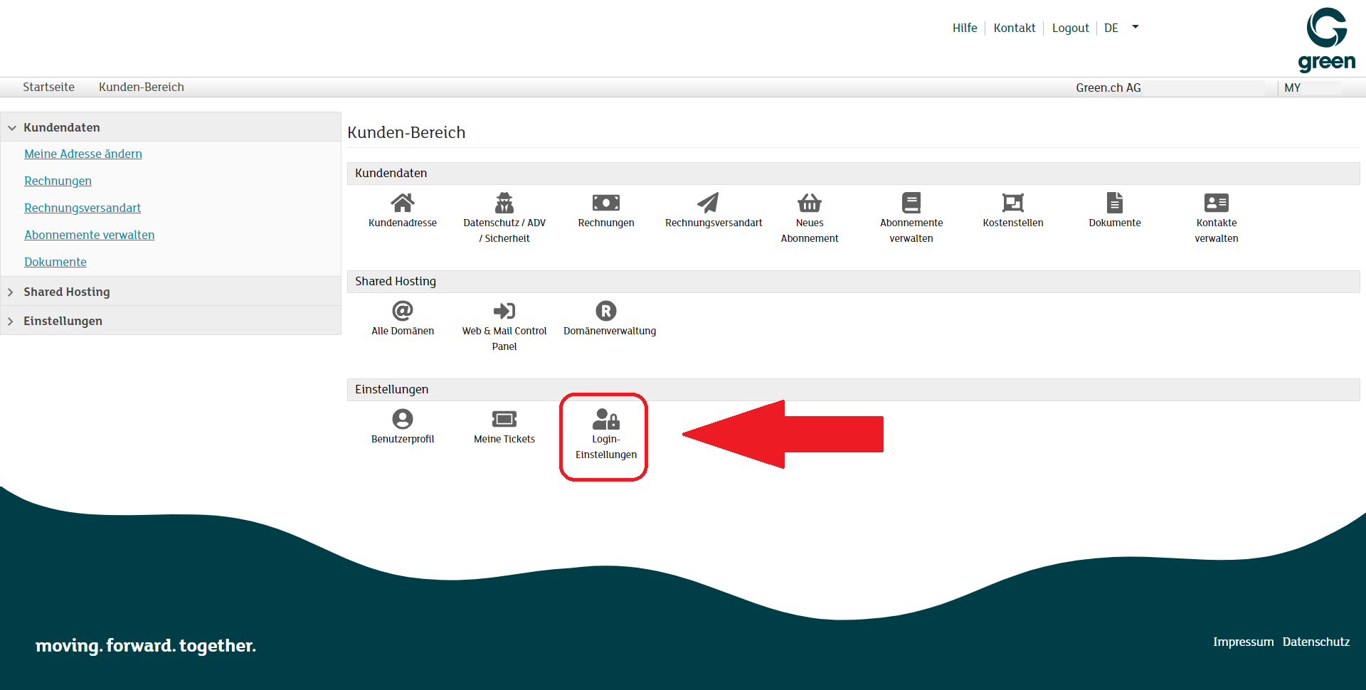 Kundenportal - Login Einstellungen
