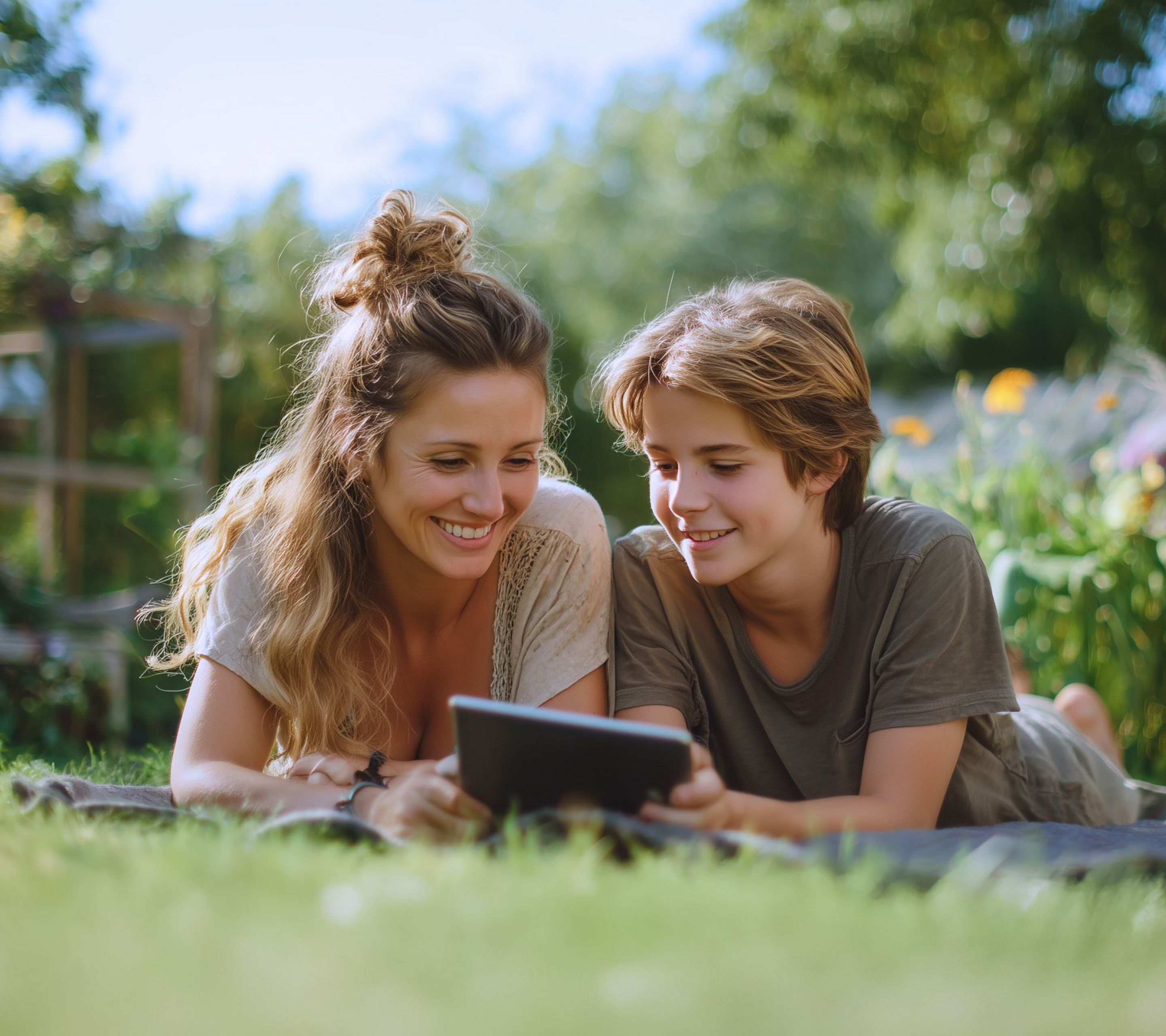 Personen freuen sich über schnelles WLAN-Internet im Garten