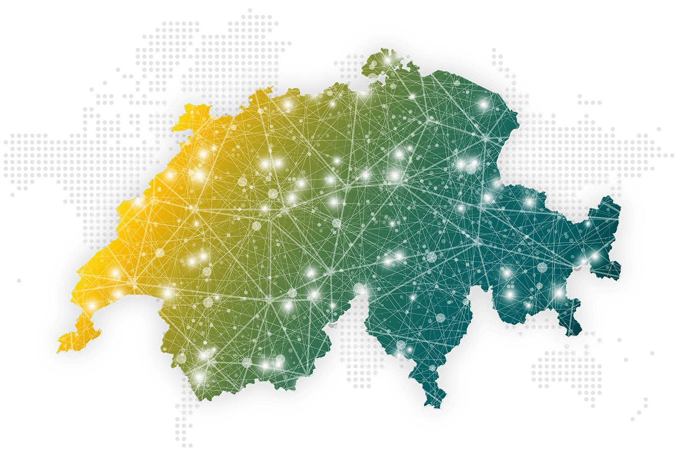 Swiss map with data streams